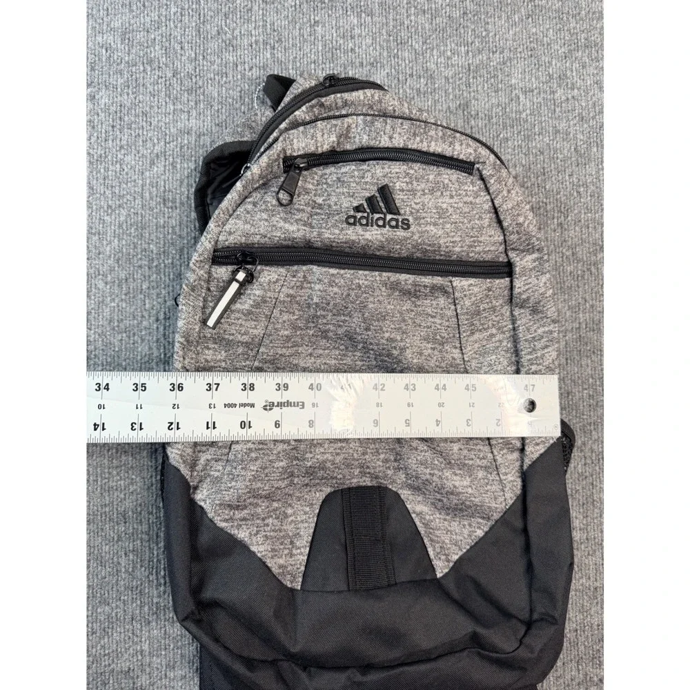 Adidas Threestripelife Backpack Gray Heather Black School Gym Travel Bag - Picture 5 of 7